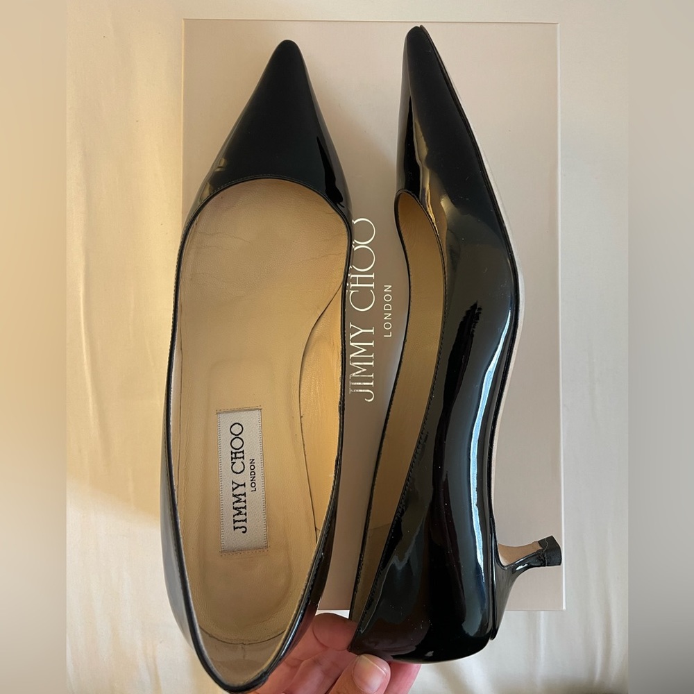 Jimmy Choo Size 7 Black Patent Leather Heels